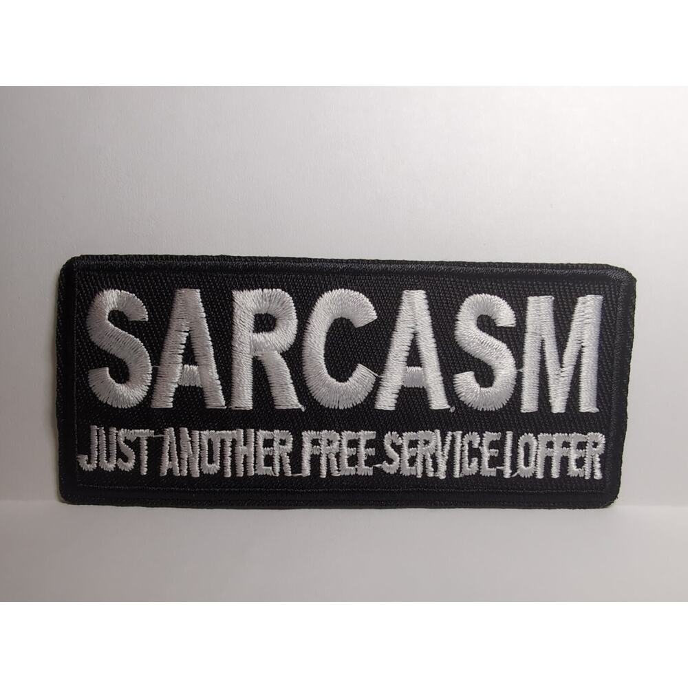 New SARCASM..... Iron-on/Sew-on Motorcycle Patch Black Embroidered